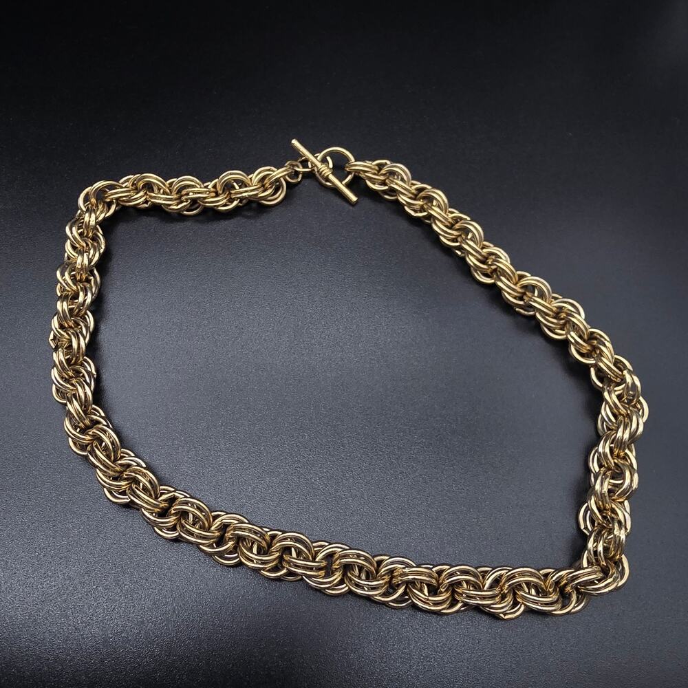 Avon Gold Tone Chain Necklace Chunky Statement Vintage Jewelry - Picture 8 of 8